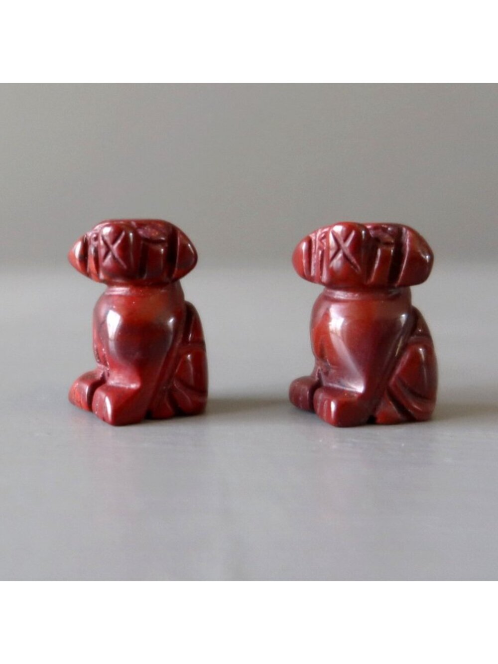 Red Jasper Dog 1" Pair Miniature Animal Loyal Friends